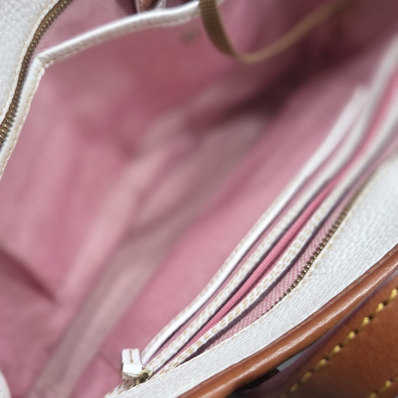 Dooney & Bourke White and Brown Leather Tote Bag - Picture 5 of 14